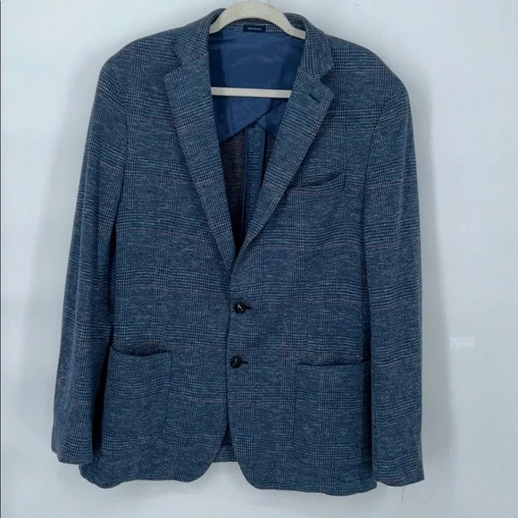 Peter Millar Holden Slim-Fit Checked Wool, Silk and Linen-Blend Blazer Blue 44R - Picture 4 of 13